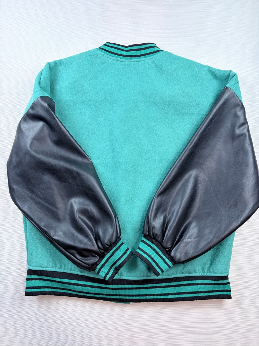 CHAMPS Green Letterman Jacket with Black Sleeves - Picture 4 of 6
